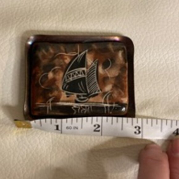Brown Boat Design Belt Buckle 2"x2.5" Vintage-Style Western Accessory - Picture 2 of 5